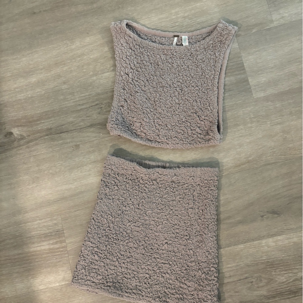 Free People Textured Skirt Set